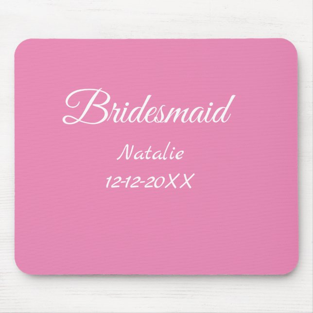 Tapis De Souris Simple minimum rose bridesmaid ajouter le nom de l (Devant)
