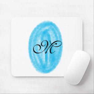 Tapis De Souris simple monogramme minimaliste en cercle aquarelle