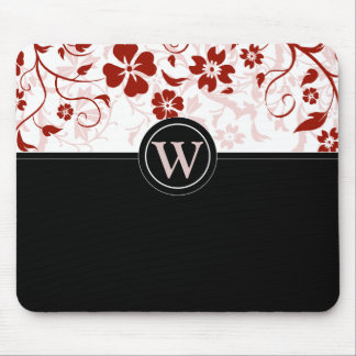 Tapis De Souris Simple monogramme noir et rouge de Mousepad