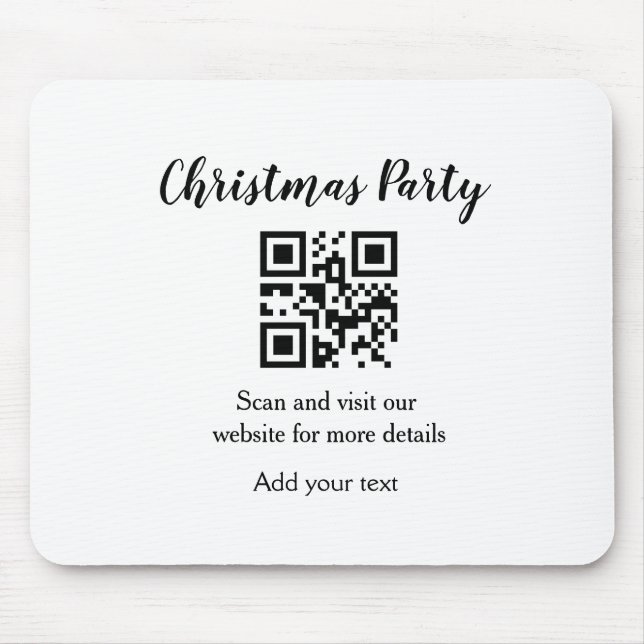 Tapis De Souris Simple noël fête site code barre QR ajouter nom (Devant)