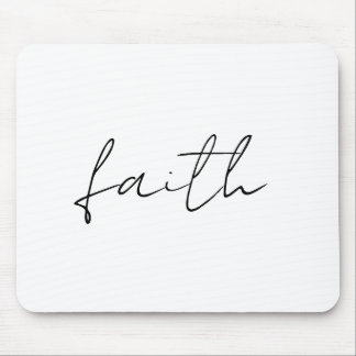 Tapis De Souris Simple Noir Blanc Main Écrite Faith Art