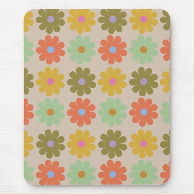 Tapis De Souris Simple Pastel Vintage Flower Pattern (Devant)