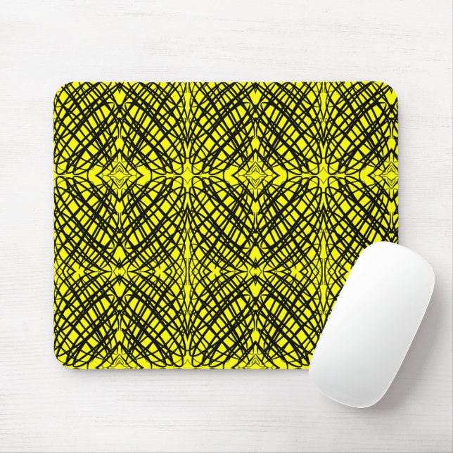 Tapis De Souris Simple Scribble | Carreaux miroir | Jaune | (Avec souris)