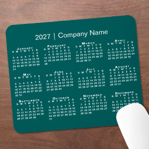 Tapis De Souris Simple Société Calendrier 2027 Nom Bleu-Vert