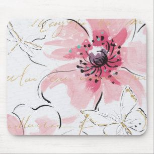 Tapis De Souris Simplement aquarelle du rose   florale