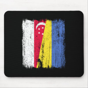 Tapis De Souris Singapour Ukraine Demi-Drapeau Singapourien Ukrain