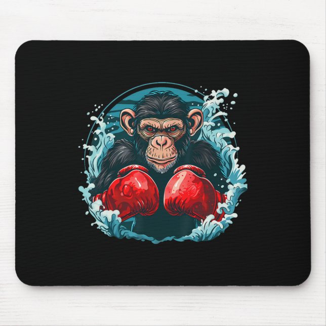 Tapis De Souris Singe Boxer Avec Gants Boxer Kickboxing Funny B (Devant)