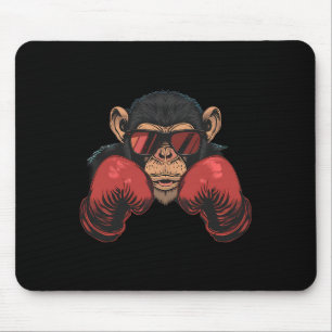 Tapis De Souris Singe boxeur avec gants de boxe Kickboxing Drôle B