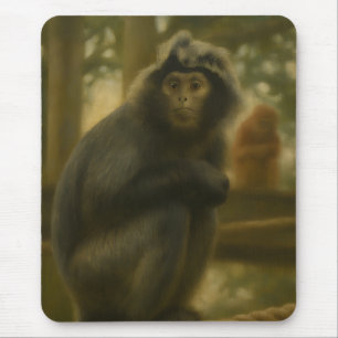 Tapis De Souris Singe contemplatif - Serene Wildlife Art