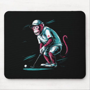 Tapis De Souris Singe drôle jouant au golf Drôle d'animal golfeur