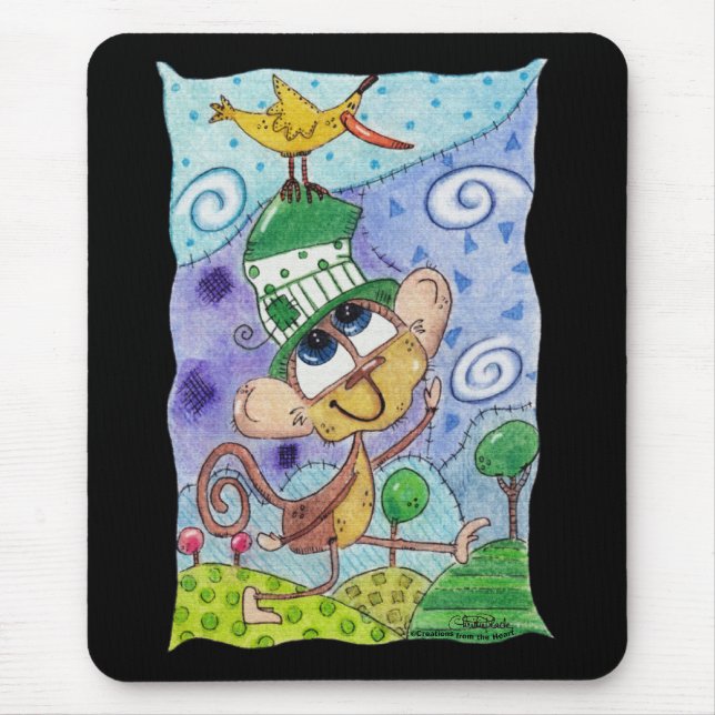 Tapis De Souris Singe funky et Banana Bird (Devant)