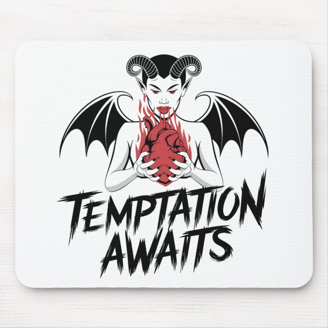 Tapis De Souris Sinister Gothic Demon Design - Tentation Attend (Devant)