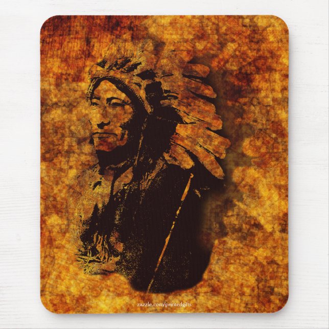 Tapis De Souris Sioux Chieftain Amérindien Cadeau Mousepad (Devant)