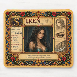Tapis De Souris Sirène, Art de Bestiaire Médiéval