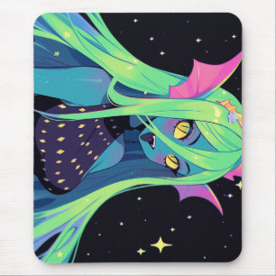 Tapis De Souris Sirène céleste de néon — Vibes de sirène cosmique 