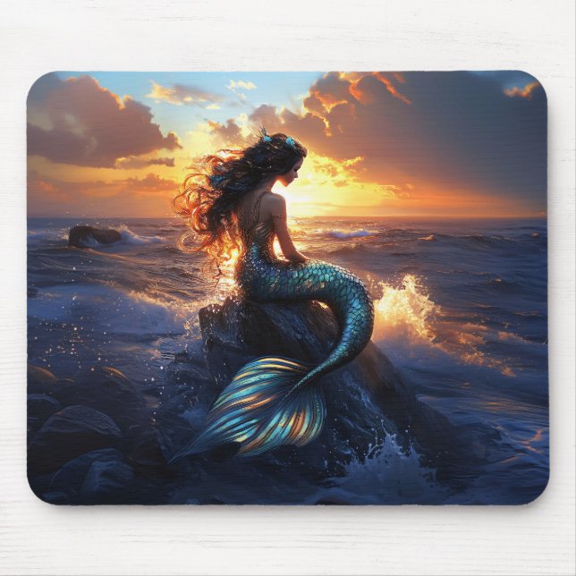 Tapis De Souris Sirène du coucher de soleil (Devant)