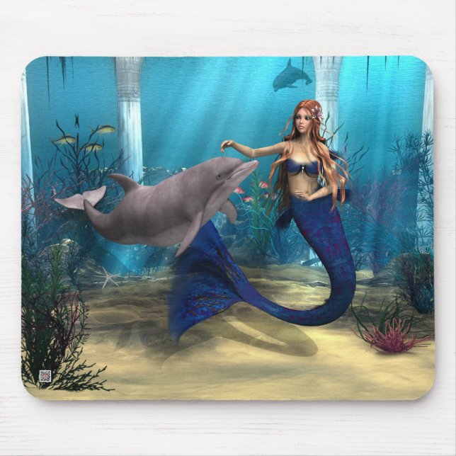 Tapis De Souris Sirène et dauphin (Devant)