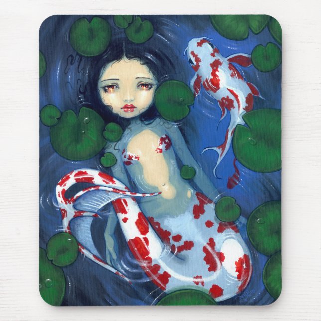 Tapis De Souris "Sirène" Mousepad d'étang de Koi (Devant)