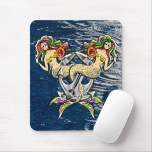 Tapis De Souris Sirènes liées Fantastique nautique coloré
