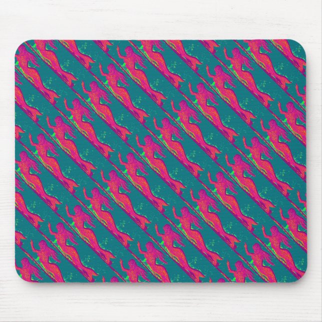 Tapis De Souris sirènes rouges nageant le mousepad (Devant)