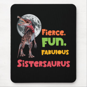 Tapis De Souris Sistersaurus Équipe de dinosaures sœurs appariées