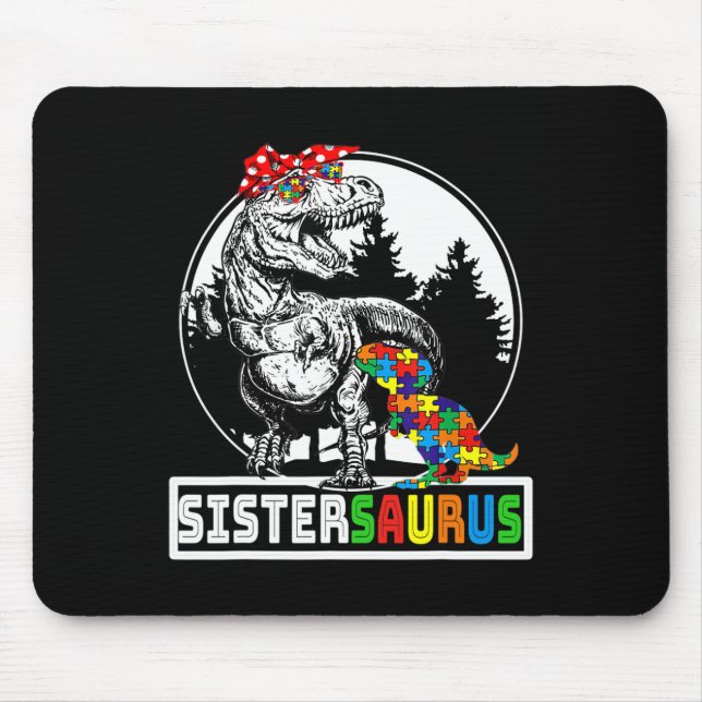 Tapis De Souris Sistersaurus T Rex Dinosaure Soeur Saurus Autisme  (Devant)