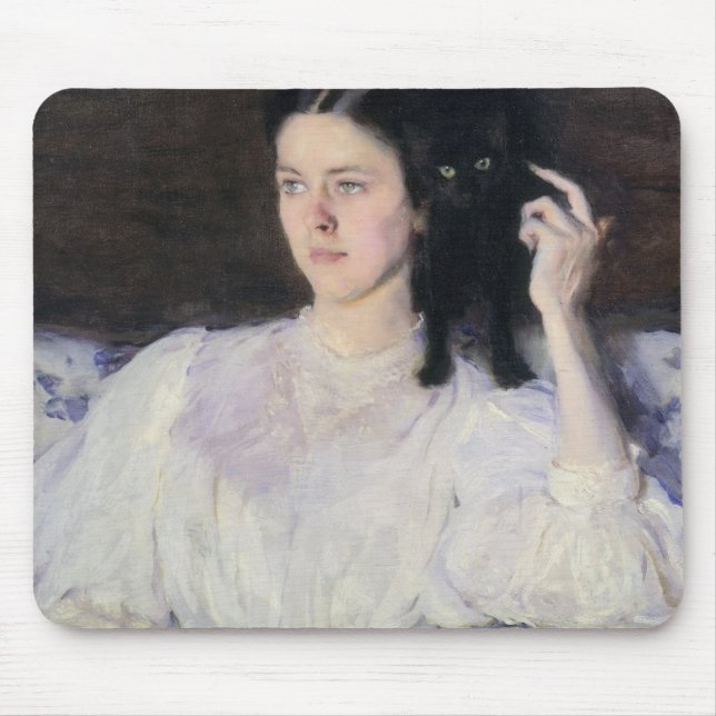 Tapis De Souris Sita et Sarita, ou jeune fille avec un chat (Devant)