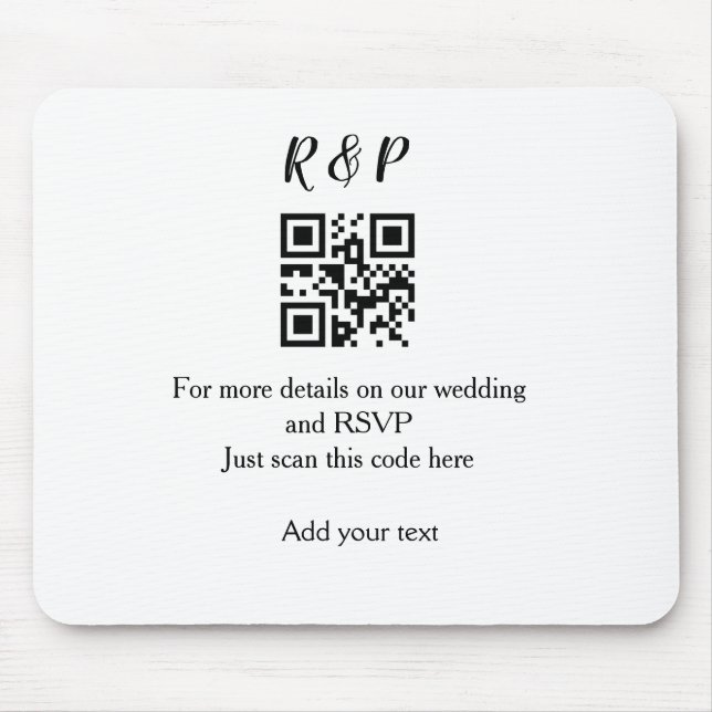 Tapis De Souris site web de mariage rsvp q r code ajouter nom text (Devant)