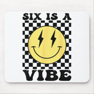Tapis De Souris Six Is A Vibe Sourire Rétro Visage 6 Ans Anniversa