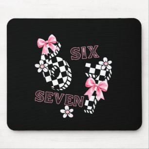 Tapis De Souris Six Seven 6 7 À Carreaux Mignon Coquette Nœud Fémi