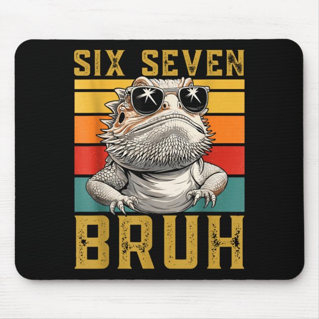 Tapis De Souris Six Seven Bruh 67 6 7 Meme Funny Sungles Bearded D (Devant)