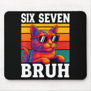 Tapis De Souris Six Seven Bruh Chat Rétro Vintage Drôle 67 Mème Ho