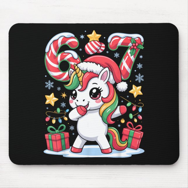 Tapis De Souris Six Seven Christmas Unicorn Meme Funny Cute Holida (Devant)