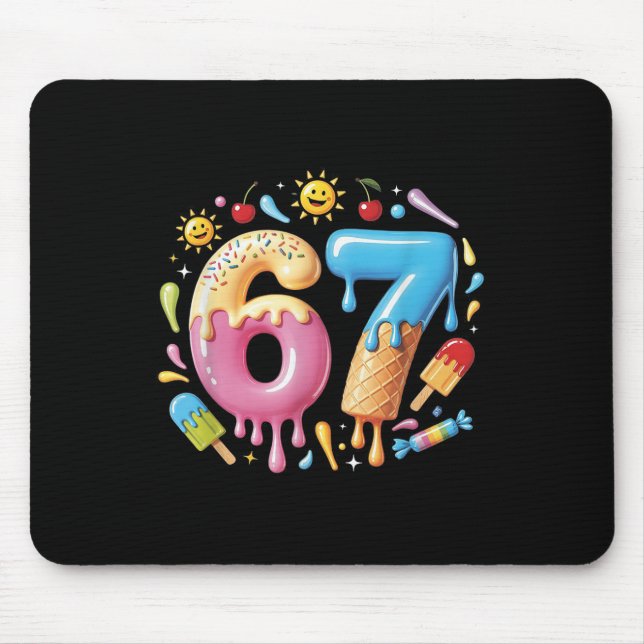 Tapis De Souris Six Seven Ice Cream Drip Cool Meme 67 Funny Number (Devant)