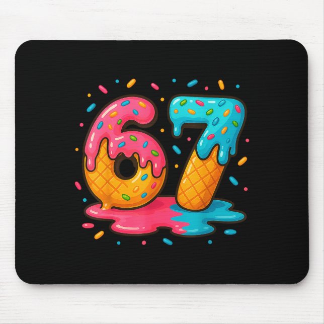 Tapis De Souris Six Seven Ice Cream Drip Cool Meme 67 Funny Number (Devant)