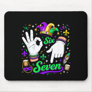 Tapis De Souris Six Seven Mardi Gras 67 Gesture de la main Mème _1