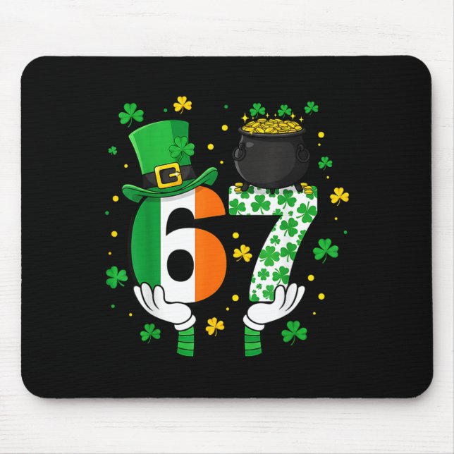 Tapis De Souris Six Seven Meme 67 Saint-Patrick Chemises Shamrocks (Devant)