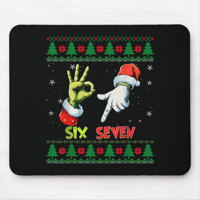 Tapis De Souris Six Seven Skeleton Meme Noël Sweater Ugly 67  (Devant)