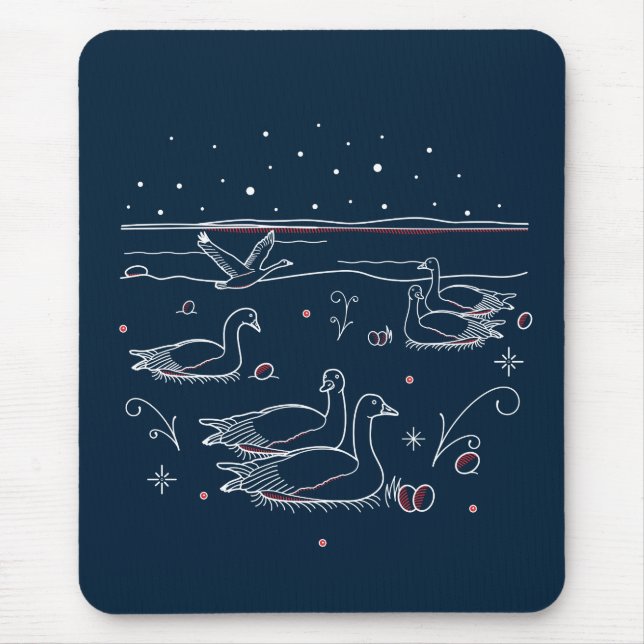 Tapis De Souris Sixième jour de Noël Mousepad (Devant)
