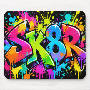 Tapis de souris SK8R Neon Graffiti pour joueurs co