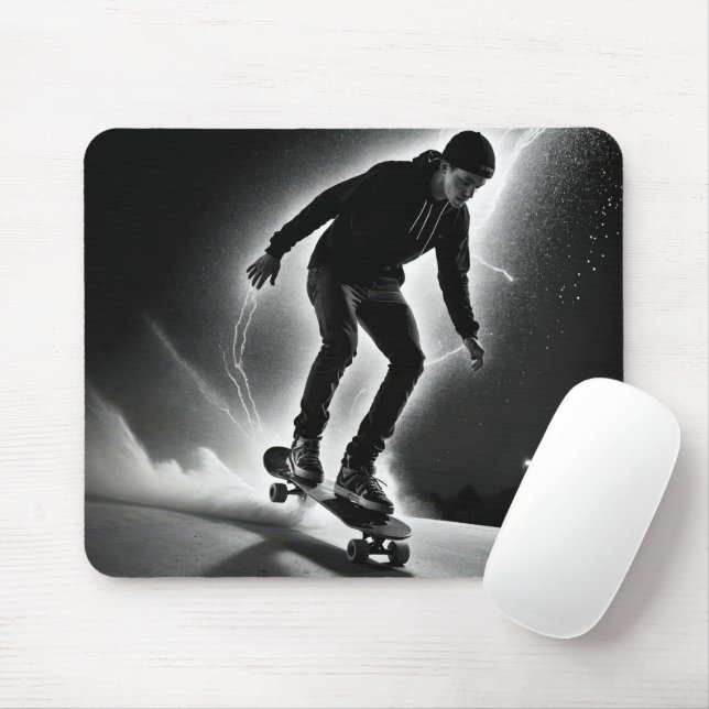 Tapis De Souris Skateboard Boy with Lightning (Avec souris)