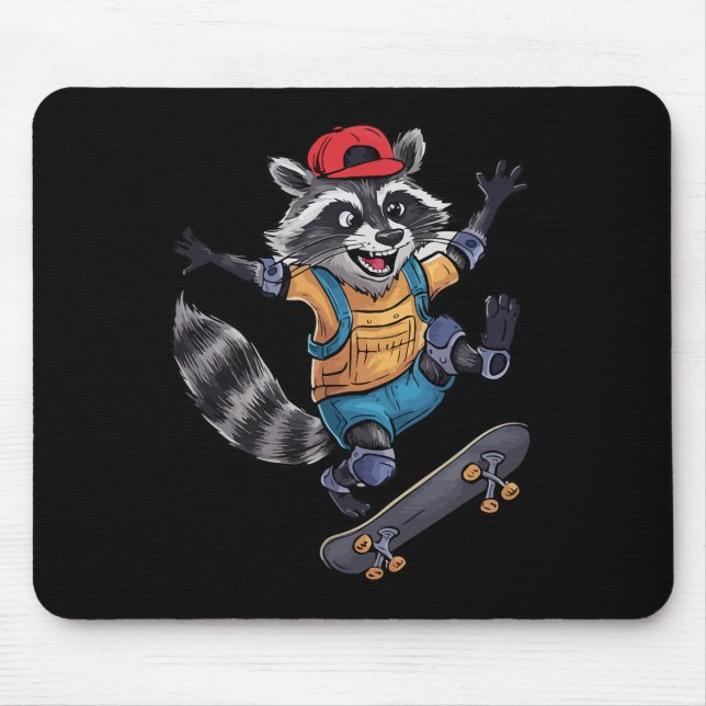 Tapis De Souris Skateboard Cool Skater Racoon  (Devant)