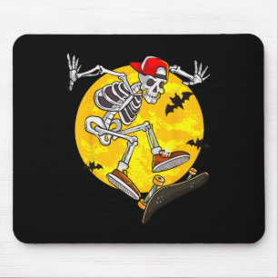 Tapis De Souris Skateboard Skeleton Funny Halloween Costume Patina