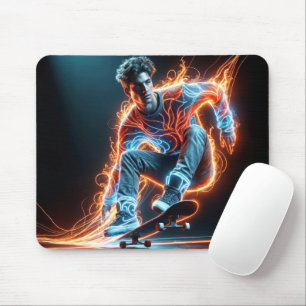 Tapis De Souris Skateboardeur néon