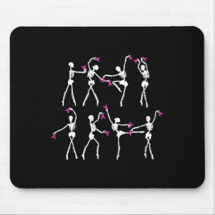Tapis De Souris Skeleton Ballet Danse Ruban rose Cancer du sein Aw