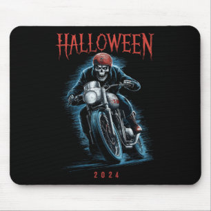 Tapis De Souris Skeleton Biker Sur Moto Halloween 2024 Éffrayant