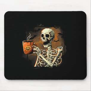 Tapis De Souris Skeleton Boire Café Drôle Crâne Halloween Cos
