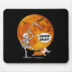 Tapis De Souris Skeleton Brossé Jambe Halloween Corgi Reaper Scyth