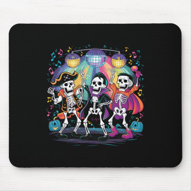 Tapis De Souris Skeleton Dance Party Halloween Éffrayant (Devant)