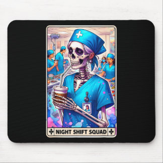 Tapis De Souris Skeleton Funny Tarot Card Nuit Shift Squad Hallow